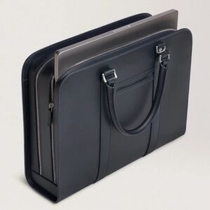 Carl Friedrik Navy Blue  Leather  Briefcase